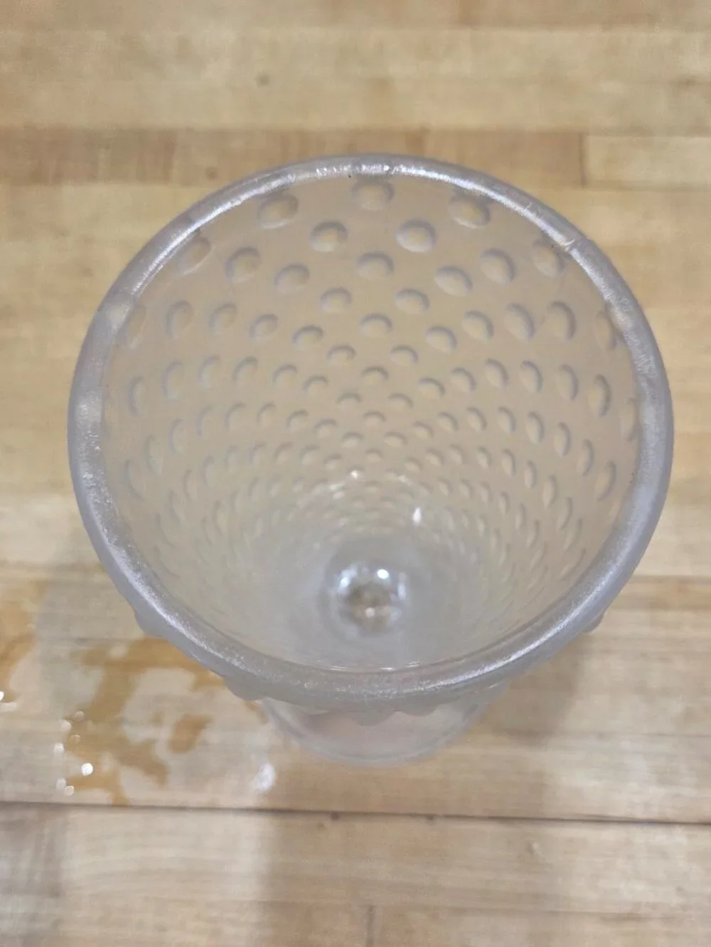 Vintage Indiana Glass Satin Frosted Hobnail Footed Tumbler Vase 8 in